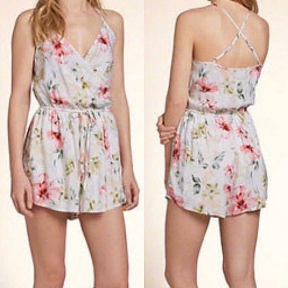 Hollister Floral Romper with Adjustable Straps